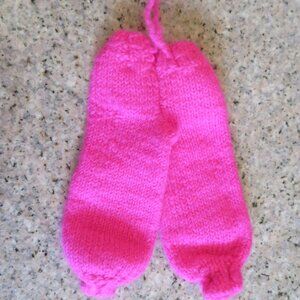 Hand Knit Vintage Pink Pants for Barbie Shape 12" Doll (K731)